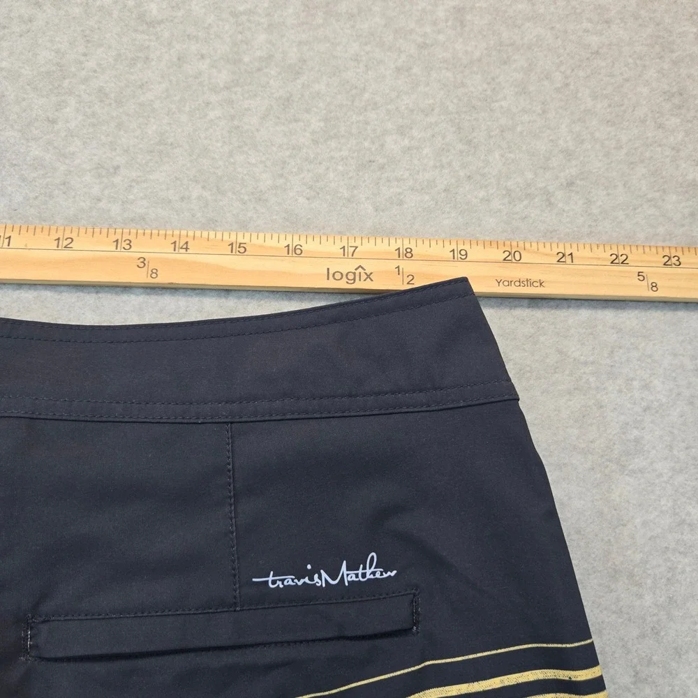 TravisMathew Mens Board Shorts Navy Blue Yellow Striped Swim‎ Trunks Size 38